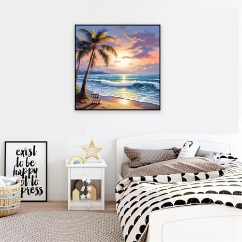 Paint by Numbers Kit for Adults,Beach DIY Paint by Number With Frame | Paint by Number for Beginner,Adult Paint by Number,HD Color Canvas,DIY Tool Kits,Stress Relief Craft,Great Gift,10X10 inch - color: MT6134
