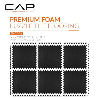 CAP 24-Inch EVA Interlocking Puzzle Mat, 1-Inch, Black T Pattern, 1-Pack
