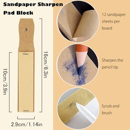 Haojiaho Blending Stump, 9pcs Blending Stumps, Blending Sponge Pens and Sandpaper Pencil Sharpener, Washable & Reusable, Tortillions Paper Art Blenders for Student Artist Charcoal Sketch Drawing