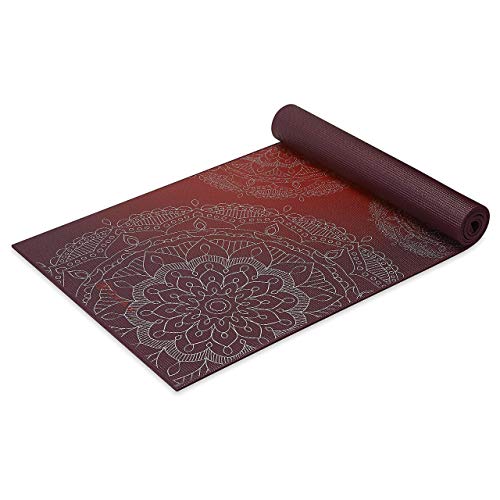 Gaiam Premium Yoga Mat, 6mm Thick Print Mat | Premium 6mm thick cushioning for joint support. Non-slip print design for yoga, Pilates & floor workouts. - color: Metallic Sunset