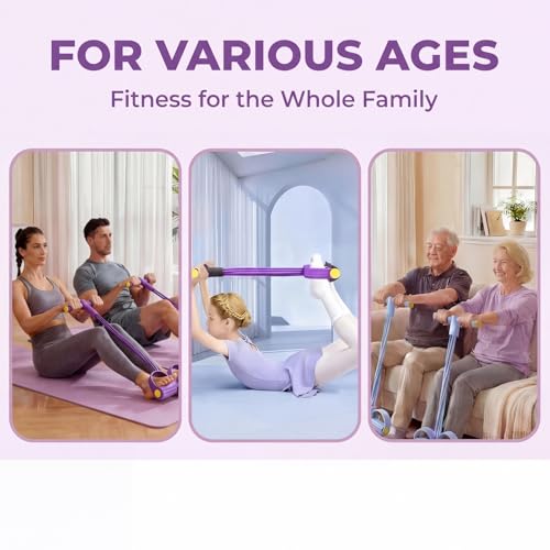 Pedal Resistance Bands with Handles, Upgrade Multi Function Pedal Training Band, 6-Tubes Natural Rubber Foot Pedal Resistance, Fitness Bands for Full Body, Abdomen, Waist, Arm, Leg - color: 블루.