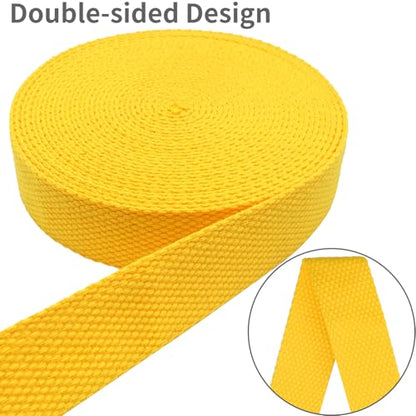 Heavy‑Duty Cotton Webbing Strap 1''x6yds Gold for Bags | 2mm thick webbing for dog collars, backpack, bag handles, apron straps, slings, sewing repairs & DIY craft projects. - color: Gold