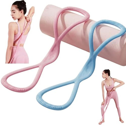 Resistance Bands with Handles,Figure 8 Resistance Band Elastic Fitness Bands Exercise Band for Home Yoga Gym Workout - color: Pink-15LB+Blue-25LB
