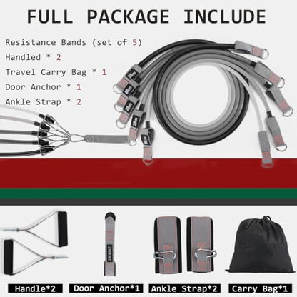 Resistance Bands with Handles, Exercise Bands with Handles, Door Anchor - color: Black-gray-set -200lbs