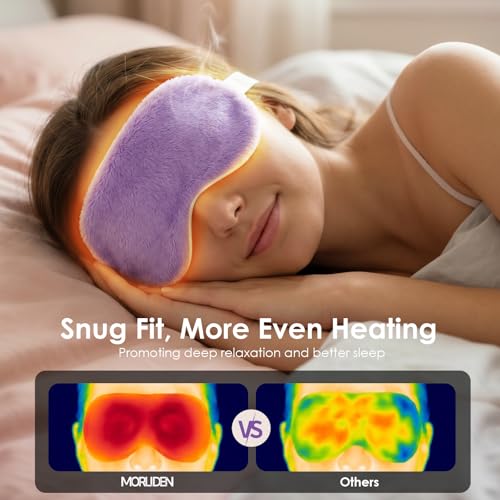 MORLIDEN Heated Eye Mask for Dry Eyes & Stye - Microwavable Warm Compress | For Blepharitis, Chalazion, MGD-Lightweight, No Heavy Pressure-Reusable Moist Heat Mask with Natural Flaxseed (Purple) - color: Purple