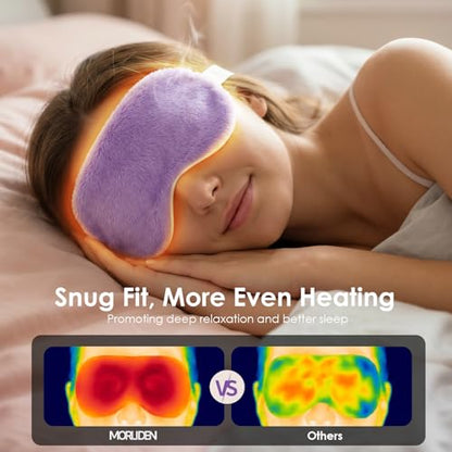 MORLIDEN Heated Eye Mask for Dry Eyes & Stye - Microwavable Warm Compress | For Blepharitis, Chalazion, MGD-Lightweight, No Heavy Pressure-Reusable Moist Heat Mask with Natural Flaxseed(Purple2P) - color: Purple2pcs