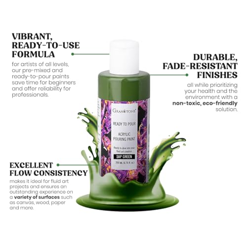 GRANOTONE Pouring Paint Sap Green 6.76 fl oz 200 ml - color: SAP GREEN