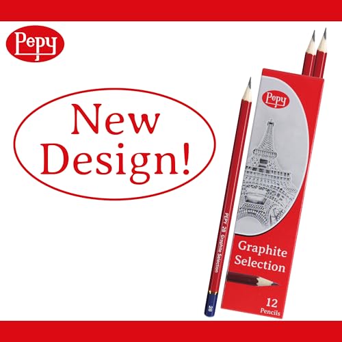 Pepy Graphite Professional Drawing Pencils - Set of 12 B Pre-Sharpened Black Lead Pencils; Perfect for Drawing, Sketching and Shading, Graphic and Fine Art - style: Set of 12 - B