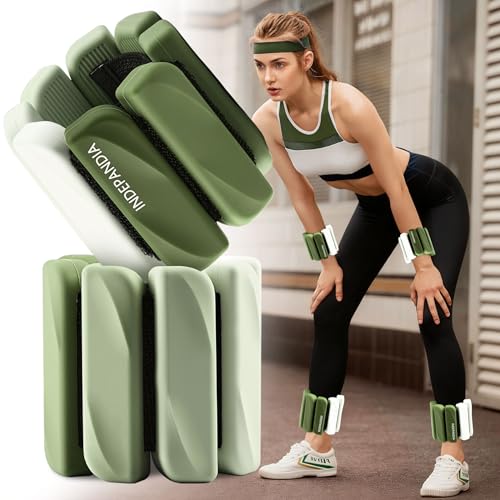 Ankle Wrist Weights for Women 2lbs/4lbs Pairs Adjustable Silicone Weights - color: Gradient Green, size: 2 lbs Pair (1 lb Each)