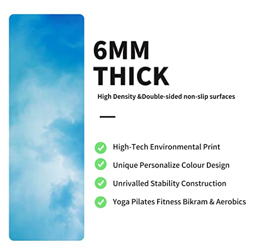 nuveti Yoga Mat Print Extra Thick TPE Non Slip Fitness Exercise Mat with Carrying Bag,72"x24" Extra Thick 6MM Exercise & Workout Mat for Yoga, Pilates Fitness and Floor Exercises - color: Fog-B