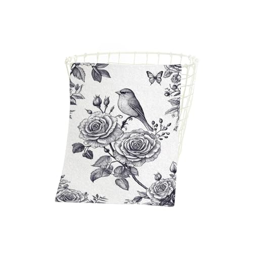 Garden Flowers Roses Peonies Beach Towel Bird and Butterflies Ink Art Face Towels Suit Travel Sports Pool Swimming Bath Camping Spa Gym Yoga,15x30 Inch - color: Garden Flowers Roses Peonies
