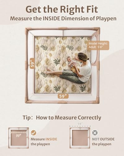 Blissful Diary Baby Play Mat, 59x59 Thick and Larger Soft Cushioned Foam Mat for Floor, Non-Slip Washable Playmat for Toddlers, Earth Tones Design - color: Earth Tones, size: 59" X 59"