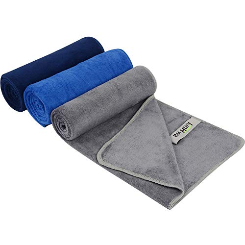 KinHwa 체육관용 흡수성 운동 타월, 땀용 소프트 체육관 타월, 극세사 스포츠 타월, 운동, 핫 요가, 달리기, 자전거 타기 또는 캠핑에 완벽한 사이즈, 40.6 x 78.7cm(16 x 31인치) 3팩 - color: 다크블루+네이비블루+다크그레이, size: 16inchx31inch 3 Pack