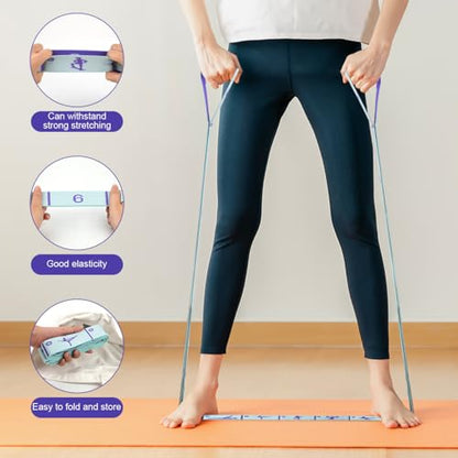 Elastic Yoga Stretching Strap with Loops, CEILIWEN Stretch Straps for Physical Therapy, Pilates Stretch Band, Elastic Exercise Bands, Leg Stretching Strap, Stretch Resistance Bands for Exercise - color: 12 Loops - 2 PCS