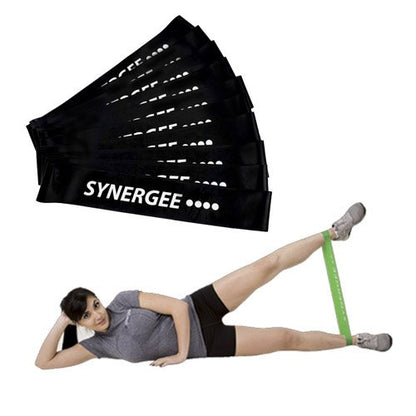Synergee Mini Loop Bands – Resistance Bands for Home or Gym - color: e) Black 10 Pack