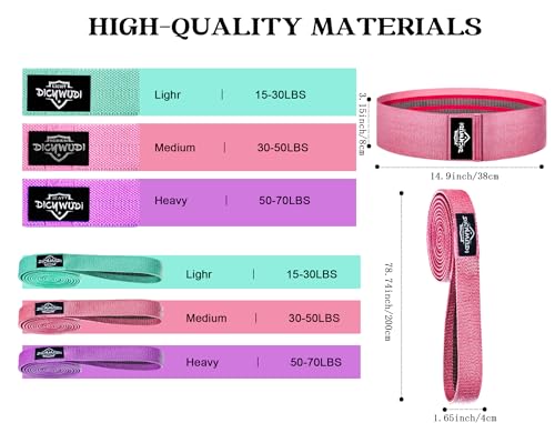 DICYWUDI Yoga Mat Thick, 6 Fabric Resistance Bands, 2 Pack Yoga Blocks, Home Workout Equipment Essentials Starter Kit for Beginners Full Body Toning - color: Pink
