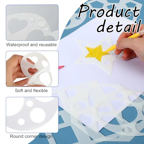 12 Pcs Drawing Stencil Geometric Stencils Circle Square Heart Star Template Set for Painting Basic Shape Tracing Stencils Simple Drawing Stencils for Classroom Painting DIY Craft - size: Small
