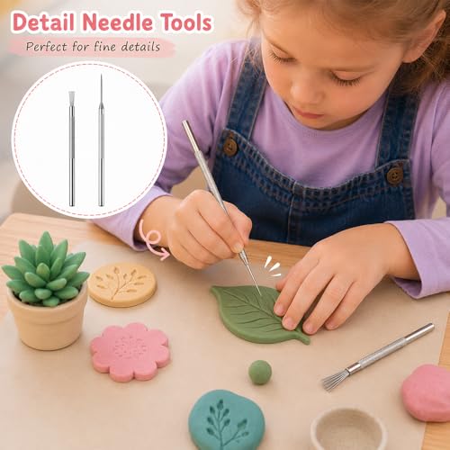 18PCS Clay Cutter Tools Acrylic Roller and Sheet Round Clay Cutter Plastic Scraper Needle Detail Wire Texture Tool for Polymer Clay Sculpting Shaping Pottery Ceramic Modeling DIY Craft