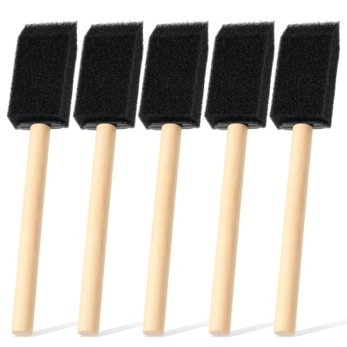 5 Pcs Foam Paint Brushes, 1" Sponge Paint Brush with Wood Handle, Sponge Brushes for Painting DIY Craft Varnishes Painting and Cleaning
