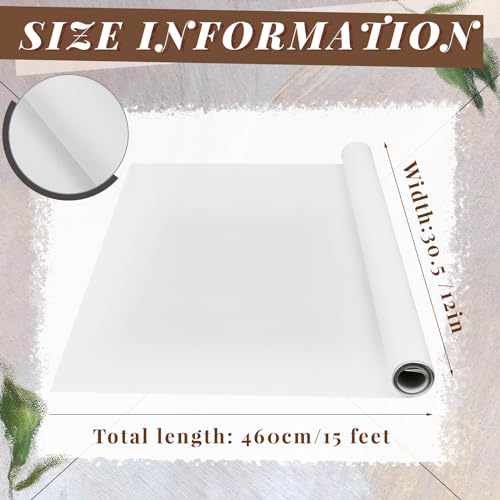 Kinlop 12 Inch x 15 Feet Double Primed Cotton Canvas White Canvas Roll for Oil and Acrylic Paint - color: White, size: 12 Inch X 15 Feet