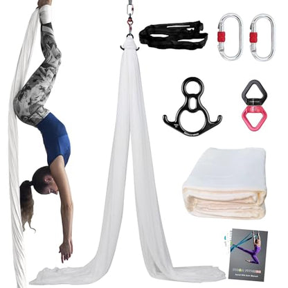 PRIOR FITNESS Aerial Silks Kit, SGS&CE Certified, 9/15/20Yards - color: White, size: L(20 Yards)