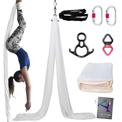 PRIOR FITNESS Aerial Silks Kit, SGS&CE Certified, 9/15/20Yards - color: White, size: L(20 Yards)
