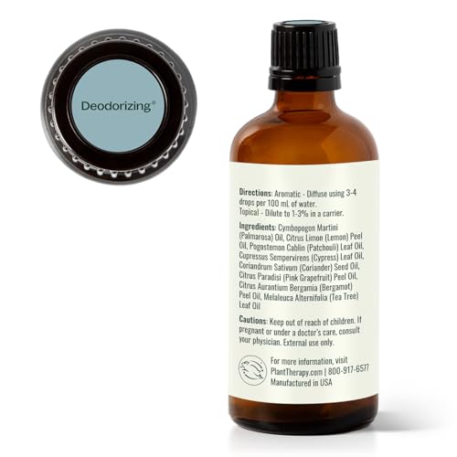 Plant Therapy Deodorizing Essential Oil Blend, 100 mL (3.3 oz), Made with 100% Pure Essential Oils, Undiluted, Perfect for Essential Oil Diffusers and Freshening A Room - size: 3.3 Fl Oz (Pack of 1)