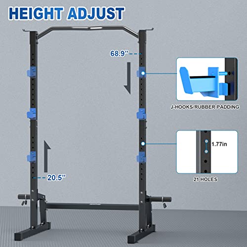 BEKING Squat Rack,All-in-ONE Power Rack Cage with Pull Up Bar,Adjustable Power Cage with Barbell Rack & Weight Plate Storage,Strength Training Workout Station for Home Gym Fitness,Space-Saving Design - color: Squat Rack