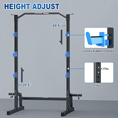 BEKING Squat Rack,All-in-ONE Power Rack Cage with Pull Up Bar,Adjustable Power Cage with Barbell Rack & Weight Plate Storage,Strength Training Workout Station for Home Gym Fitness,Space-Saving Design - color: Squat Rack