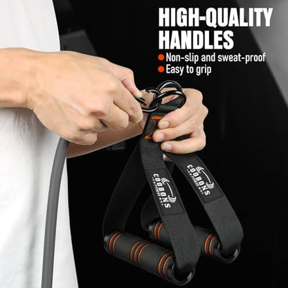 Resistance Bands with Handles, 175lb Exercise Bands for Working Out - color: 175LBS Black Orange