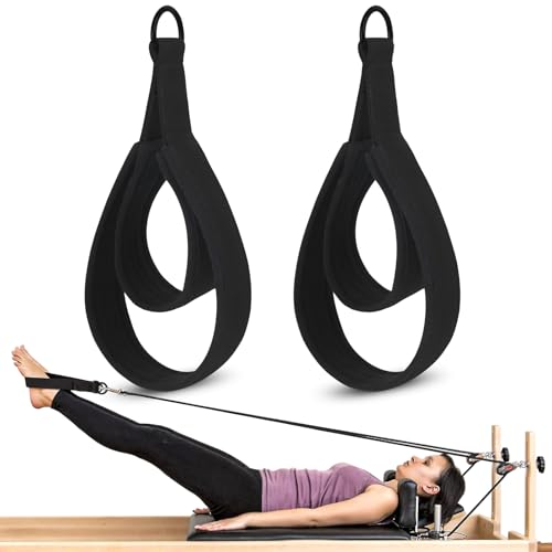 2PCS Pilates Double Loop Straps for Reformer Feet - color: Black