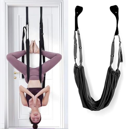 Aerial Yoga Rope for Door,Yoga Door Swing,Leg Stretcher Strap | Stretching Strap,Backbend Training Rope, Flexibility Trainer Stretching Equipment Assist Stretch for Gymnastics - color: black