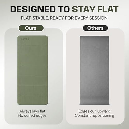 OLYSE Foldable Yoga Mat, Extra Thick 12mm (1/2" inch), 7-Fold, Non-Slip, for Yoga, Pilates, Stretching, HIIT & Home Workout, Green
