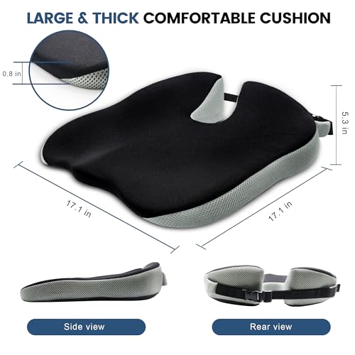Seat Cushion for Office Chair, Wedge Car Seat Cushion, Memory Foam Truck Seat Cushion for Sciatica Tailbone Pain Relief, Long Driving, Coccyx