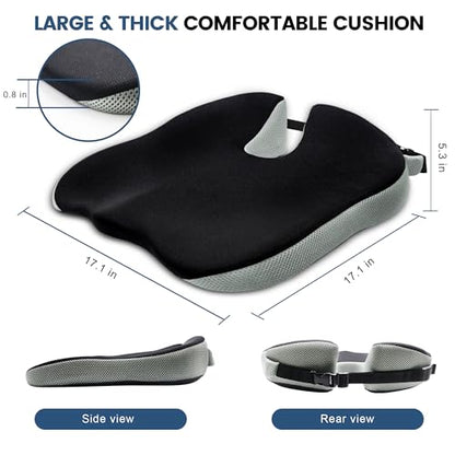 Seat Cushion for Office Chair, Wedge Car Seat Cushion, Memory Foam Truck Seat Cushion for Sciatica Tailbone Pain Relief, Long Driving, Coccyx