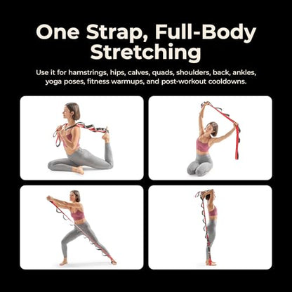 Sunny Health & Fitness Premium Yoga Stretch Strap, 10 Individual Grip Loops