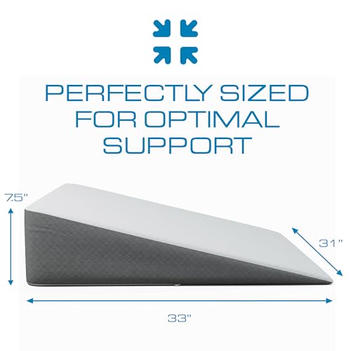 Kolbs Extra Wide Bed Wedge Pillow for Sleep Apnea, More Room - More Comfort | with Chic Jacquard Cover - Headboard Wedges for Sleeping (Extra Wide 7.5" Height) - size: Extra Wide 7.5" Height - Grey