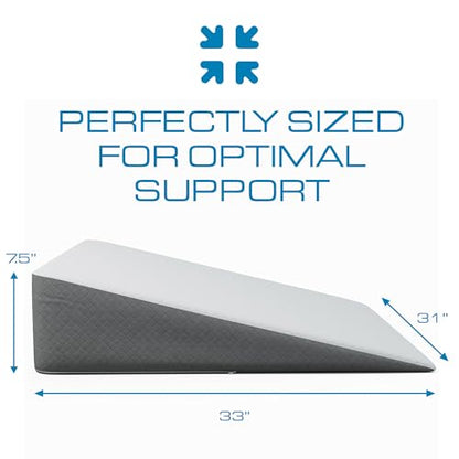 Kolbs Extra Wide Bed Wedge Pillow for Sleep Apnea, More Room - More Comfort | with Chic Jacquard Cover - Headboard Wedges for Sleeping (Extra Wide 7.5" Height) - size: Extra Wide 7.5" Height - Grey