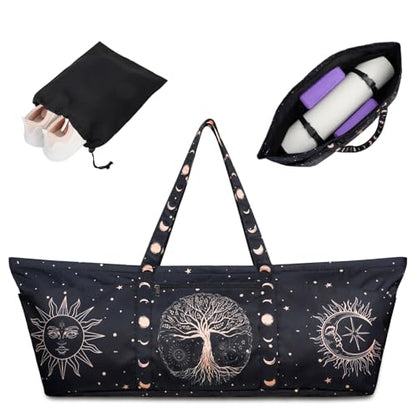 Yoga Mat Bag Yoga Mat Carrier with Shoes Compartment & Wet Pocket Pilates Bag with Zipper Pockets & Yoga Mat Holder Strap Yoga Bags and Carriers Fits All Your Stuff - color: Tree of Life