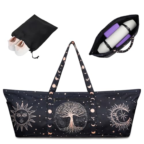 Yoga Mat Bag Yoga Mat Carrier with Shoes Compartment & Wet Pocket Pilates Bag with Zipper Pockets & Yoga Mat Holder Strap Yoga Bags and Carriers Fits All Your Stuff - color: Tree of Life