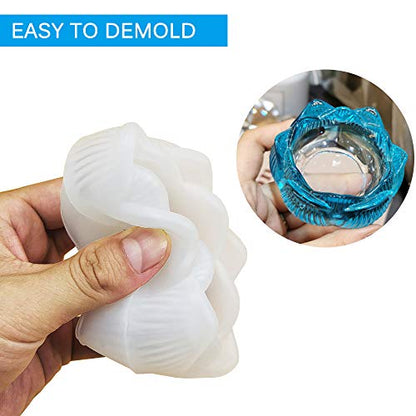 3 Pcs Lotus Resin Molds, AIFUDA Resin Silicone Casting Molds Making DIY Trinket Dish, Storage Container, Candle Holder, Jewelry&Plant Pot