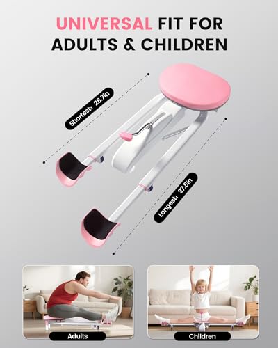 Split Machine, Leg Stretcher Splits Machine for Flexibility, 0-180° Adjustable Home Stretch Machine for Balle, Cheerleading Dance, Gymnastics and Other Sports, 330lbs Capacity - color: Pink