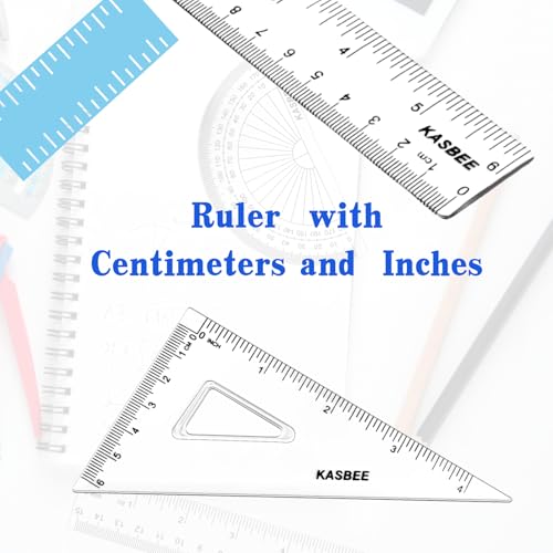 Triangular Ruler Set, 4PCS Geometry Set, Professional Drafting Tools | 6 Inch Straight Ruler, Geometric Protector, 2 Triangle Rulers for Students, School, Office, Engineering, Drafting, Drawing