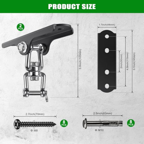 2Pcs 360° Swivel Swing Hanger Swing Ceiling Mount Heavy Bag Hanger Hook - color: 360° Swivel Hanger - Detachable Hooks ( 2 Pack )