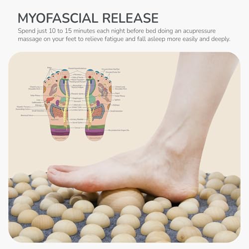 Wood Foot Acupressure Mat - Ergonomic Foot Massager Mat for Feet Relax, Wood Massage Tool -Foldable Pressure Point Pad