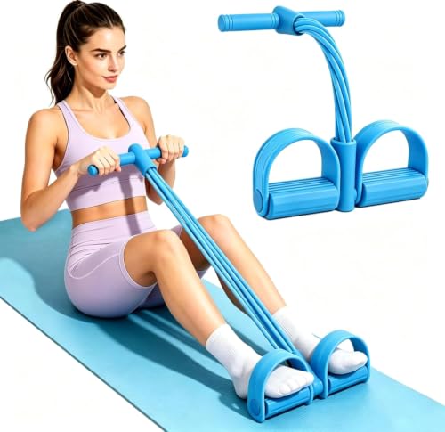 Handle Pedal Resistance Band, 8-Tube Multifunctional Pedal Resistance Band, Durable Natural Rubber Fitness Band, Suitable for Abdomen, Waist, arms, Legs, core/Abdominal Workouts - color: Blue
