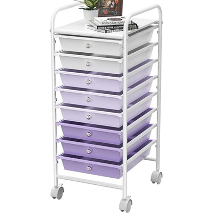 Simple Houseware 8 Drawers Rolling Utility Cart Art Craft Storage, Purple - color: Purple, size: 8 Drawers