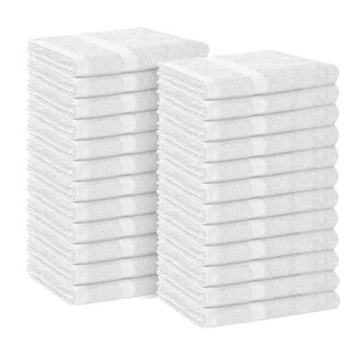 Avalon Towels Salon Towel - White Hand Towels Bulk Pack of 24 - 100% Cotton Absorbent Spa, Facial & Gym Towel for Working Out - 16x27 Inches (Not Bleach Proof) - color: White, size: 16x27 Inch (Pack of 24)