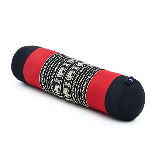 Leewadee Small Yoga Bolster – Shape-Retaining Cervical Neck Roll, Tube Pillow for Comfortable Reading, Kapok Filling, 22 x 6 x 6 inches - color: Sf13 - Red, Black