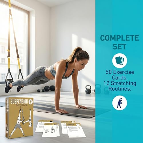Bodyweight & Dumbbell & Suspension2 Workout Cards - 150 Large 5"x3.5" Exercise Cards with 36 Strength Moves, Home & Gym Fitness Cards for Men & Women, Beginner Fitness Guide - color: d. Brown2